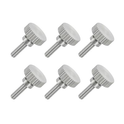QUARKZMAN 6-Pack 304 Stainless Steel Knurled Thumb Screws, M3 x 10 mm, Flat Head, Fully Threaded
