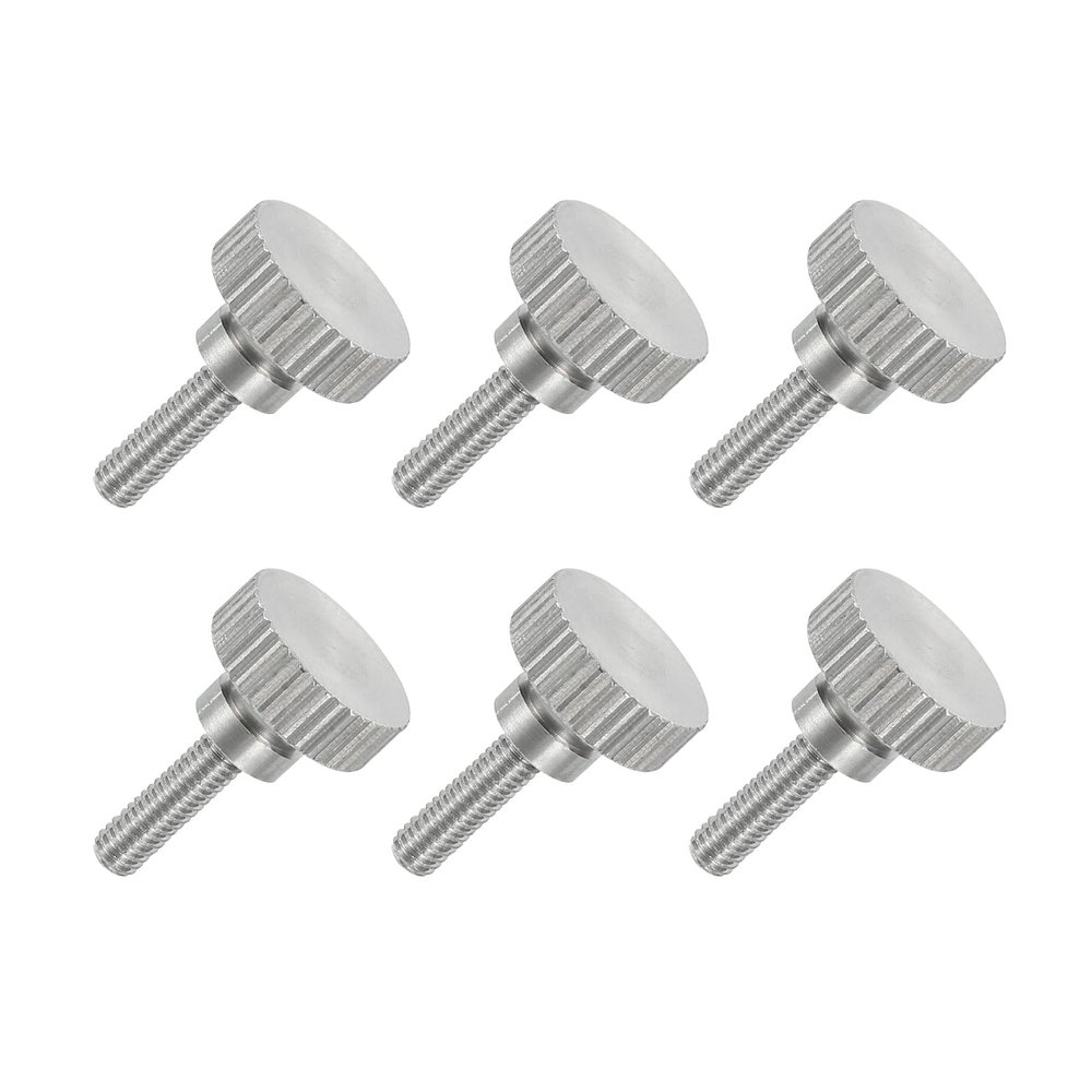 QUARKZMAN 6-Pack 304 Stainless Steel Knurled Thumb Screws, M3 x 10 mm, Flat Head, Fully Threaded