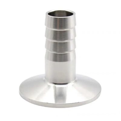 1-Piece Sanitary Hose Connector Fitting, 6–76 mm Outer Diameter, with 50.5/76 mm Tri-Clamp Ferrule, SS304 (10 mm × Ferrule 25.4)