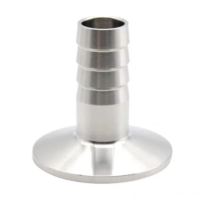 1-Piece Sanitary Hose Connector Fitting, 6–76 mm Outer Diameter, with 50.5/76 mm Tri-Clamp Ferrule, SS304 (10 mm × Ferrule 25.4)