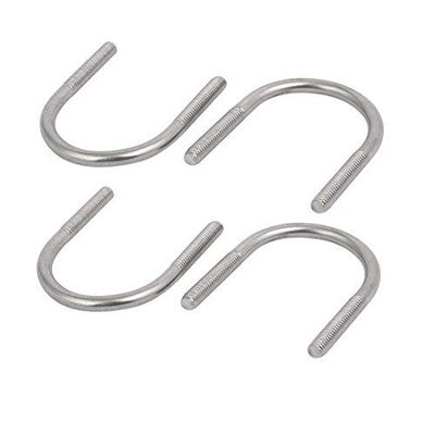 4-Pc. M6 x 38 mm 304 Stainless Steel Round U-Bolts with Hex Nuts and Flat Spring Washers