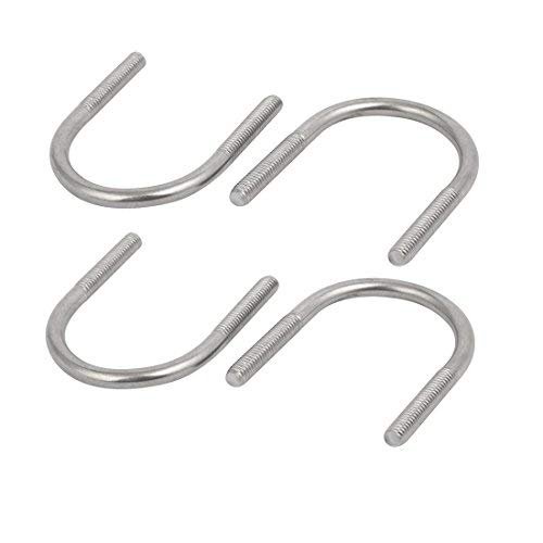 4-Pc. M6 x 38 mm 304 Stainless Steel Round U-Bolts with Hex Nuts and Flat Spring Washers