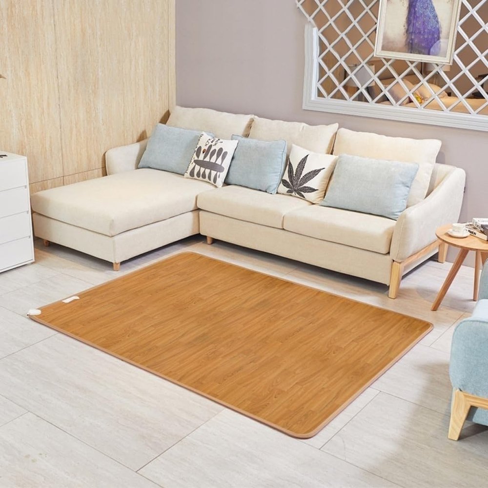 BANTASE Electric Heated Rug, Infrared Heating Mat, 12-Hour Timer, 6 Heat Levels, 120 x 200 cm