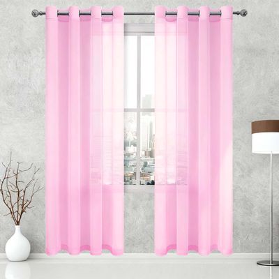XUEXIAOH Semi-Sheer Eyelet Curtain, 200 x 145 cm, Pink