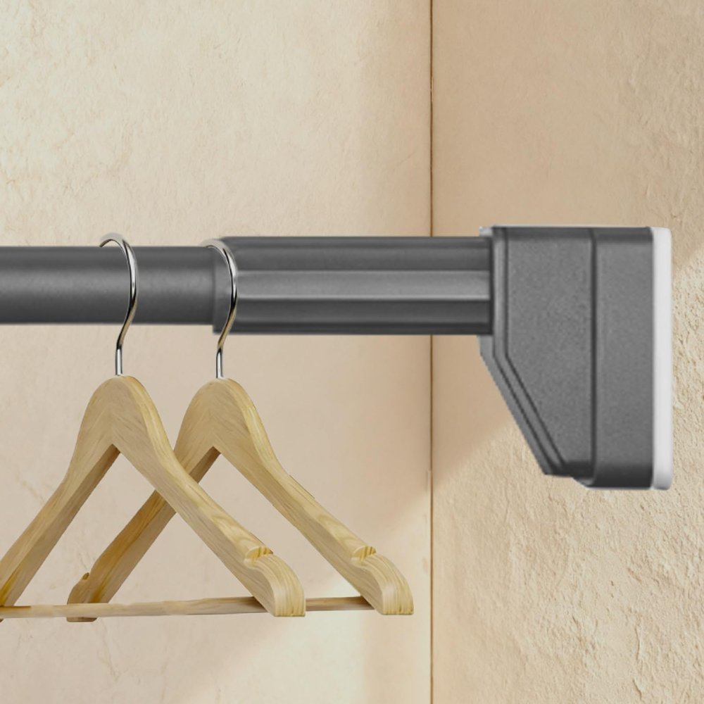 Tension Rod 40–500 cm Adjustable Shower Curtain Rod, No-Drill, Rust-Resistant, Non-Slip, Gray, 360–450 cm