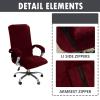 Velvet Office Chair Cover for Swivel Boss Chair with Armrests, Stretchable, Washable, Universal Fit, Wine Red, Size L view 2