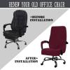 Velvet Office Chair Cover for Swivel Boss Chair with Armrests, Stretchable, Washable, Universal Fit, Wine Red, Size L view 4