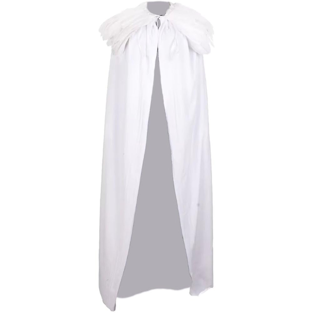 HiyyFloy Feather-Collar Cape, Solid Color, Long Feather Cape for Halloween and Cosplay
