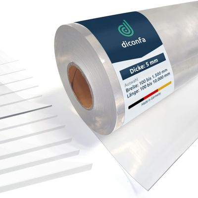 diconfa Crystal-Clear Soft PVC Sheet, 5 mm, 100 × 600 cm