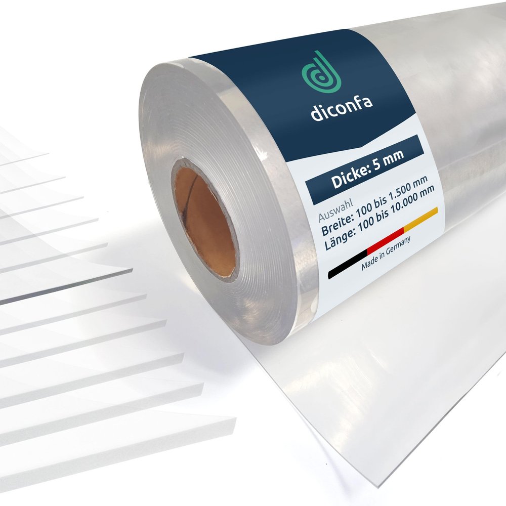 diconfa Crystal-Clear Soft PVC Sheet, 5 mm, 100 × 600 cm