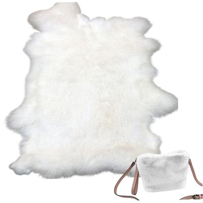 Rabbit Fur Hide, 45.7 x 27.9 cm, White, with Seams