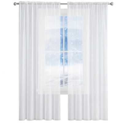 NINGBAI Sheer Polyester Curtains, 85 x 240 cm, White, 2 Panels