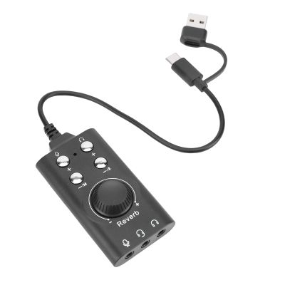 Yanmis External Stereo Sound Card, USB to 3.5 mm Audio Adapter with Volume Control and Voice Changer, for PC, Laptop, Desktop