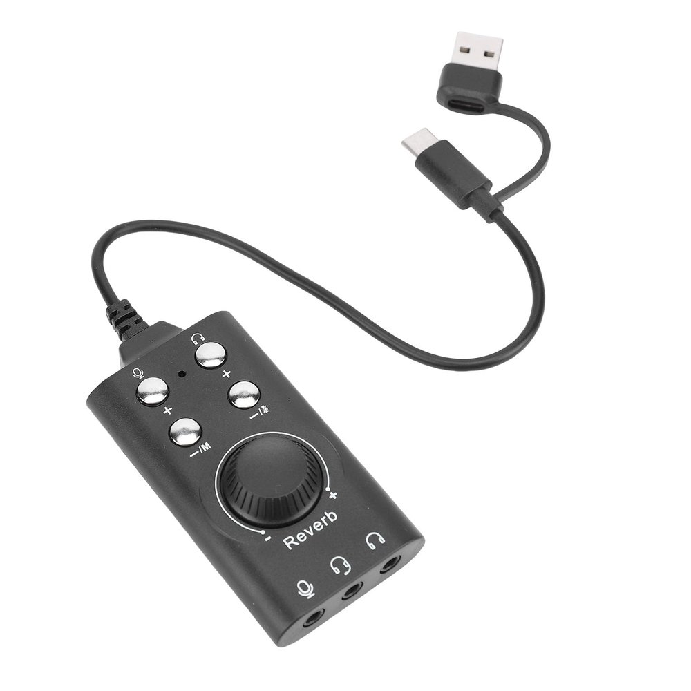 Yanmis External Stereo Sound Card, USB to 3.5 mm Audio Adapter with Volume Control and Voice Changer, for PC, Laptop, Desktop