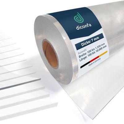 diconfa Crystal-Clear Flexible PVC Sheet, 7 mm, 600 x 6,500 mm