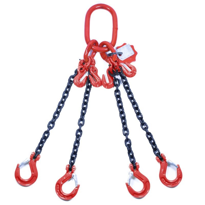 Alfa Logistik 4-Leg Chain Sling, 13 mm x 1 m, with Clevis Hooks and Shortening Hooks, Grade 8