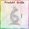 Tourima 32-Inch Transparent Iridescent Foil Balloon Number 6 with Crown view 2