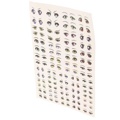 GARVALON Self-Adhesive Anime Eye Stickers, Paper and Plastic, for DIY Clay Figures and Animation Dolls, Easy to Remove, 1 Sheet with Various Shapes
