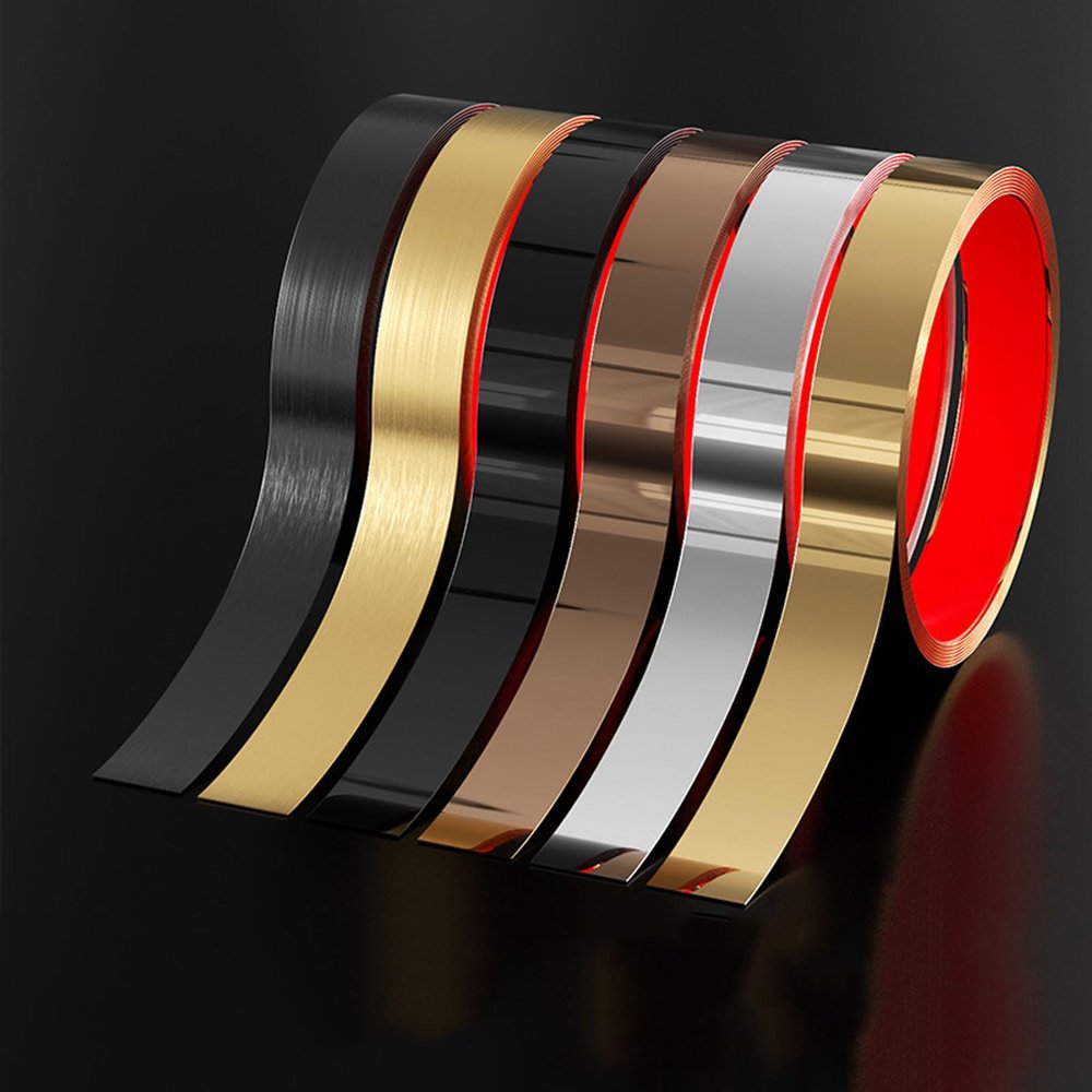 6 m Self-Adhesive Stainless Steel Wall Trim, 0.8 cm Wide, Glossy Rose Gold