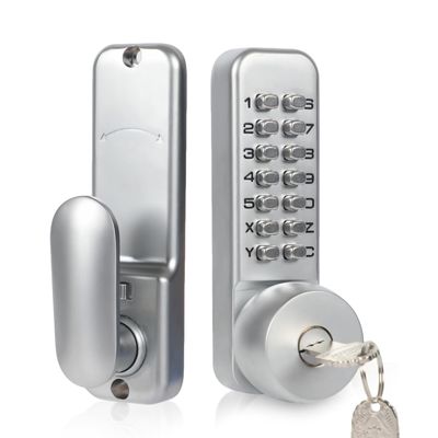 Mechanical Combination Lock, Waterproof Code Door Lock with Handle and Key Access