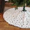 DOTBUY White Plush Christmas Tree Skirt with Gold Foil Feathers, 150 cm view 1