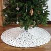 DOTBUY White Plush Christmas Tree Skirt with Gold Foil Feathers, 150 cm view 2