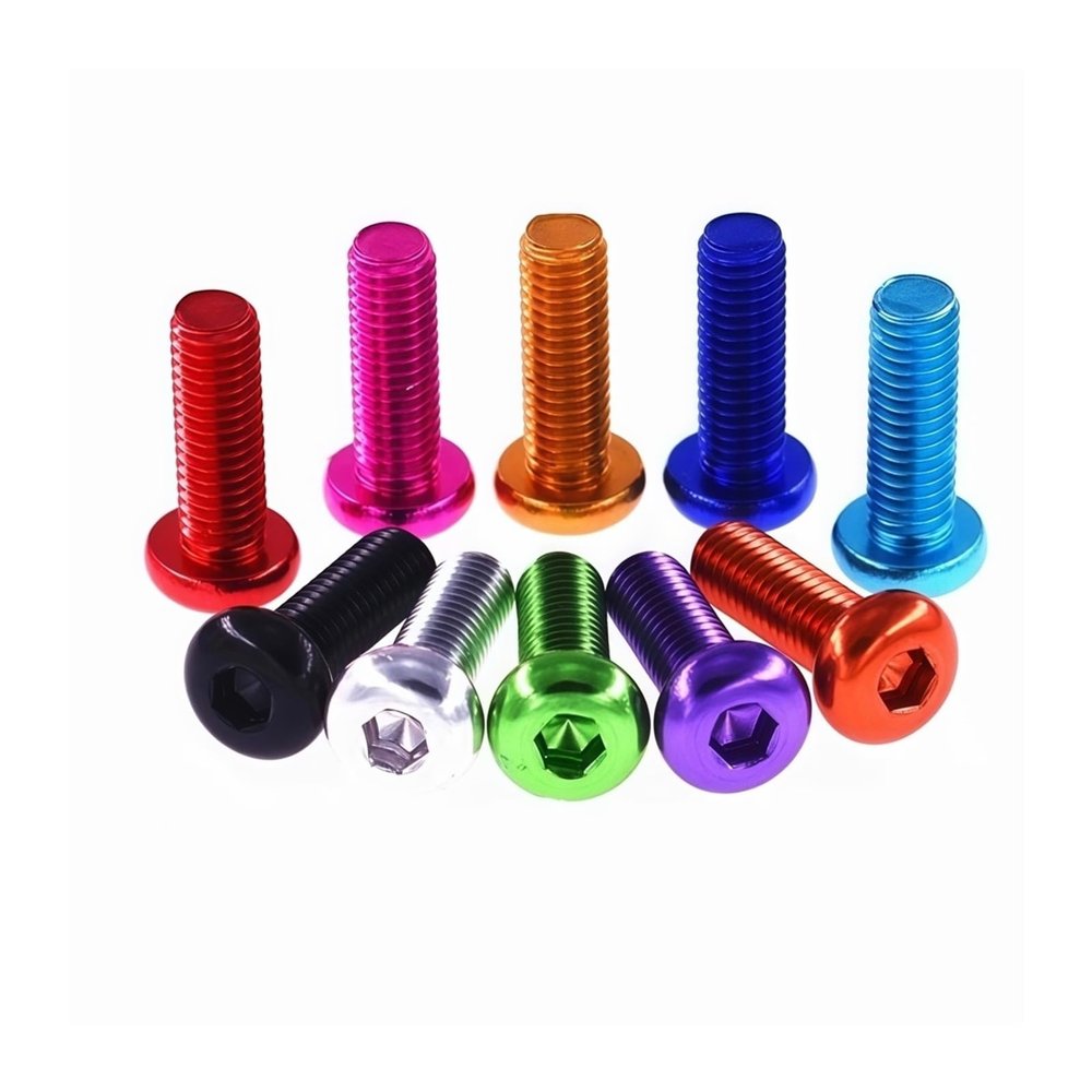 10-Piece ISO7380 Aluminum Button Head Socket Screws, Gold, M5 x 16