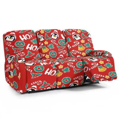 Kxyudcn Recliner Cover, Christmas Red Penguin, Thick, with Side Pocket, Dustproof Furniture Protection
