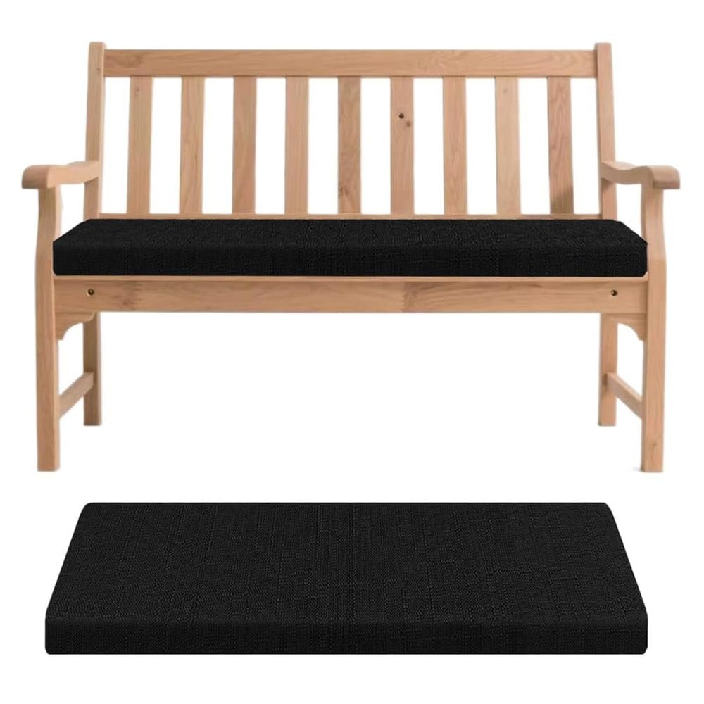 Washable Indoor/Outdoor Bench Cushion, Black, 110 x 30 x 5 cm