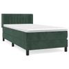 Box Spring Bed Pocket-Spring Mattress with Velvet Cover, Pressure Relief, Removable Cover, Dark Green, 80 x 200 cm view 2