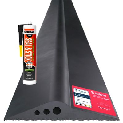 STEIGNER Garage Door Seal, 2.315 m, EPDM, 14 x 78 mm, SGD01 – Threshold Seal Set with 1x Mounting Adhesive