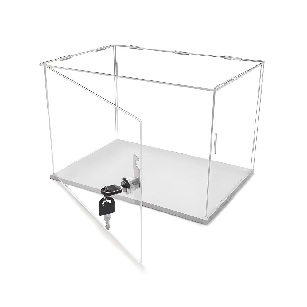 Lockable Acrylic Display Case, Stackable Countertop Storage Box, 25 x 15 x 20 cm