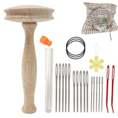Darning Set for Sewing with Darning Mushroom, Needles and Ring