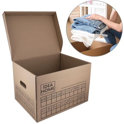 IDEA HOME MOOVE Moving Boxes, 12-Pack, Heavy-Duty with Lids, Handles & Labeling Panels