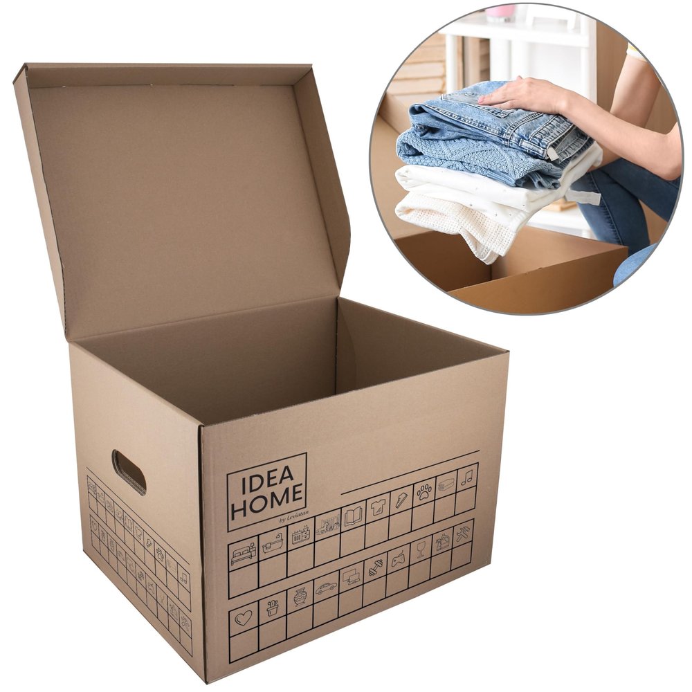 IDEA HOME MOOVE Moving Boxes, 12-Pack, Heavy-Duty with Lids, Handles & Labeling Panels