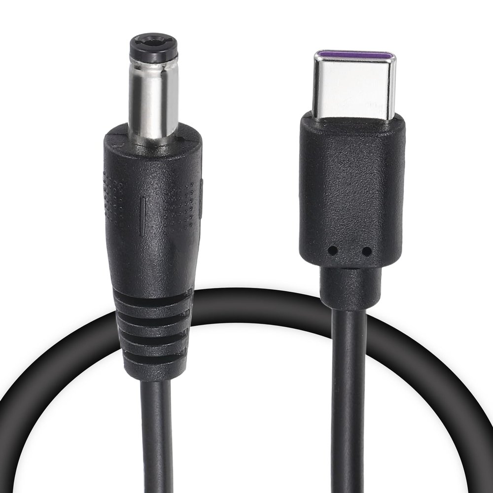 QUARKZMAN USB-C to 5.5 x 2.1 mm DC Charging Cable, Black