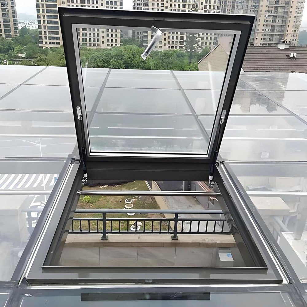1-Piece Adjustable Aluminum Roof Access Hatch for Attic and Conservatory, 55 x 65 cm