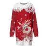 Women's Red Christmas Sweater Dress, Long Sleeve, Knee-Length, XL view 4