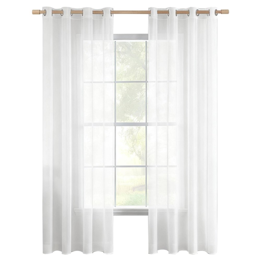 LIUYANYAN Sheer Voile Curtain with Grommets, 160 x 300 cm, White