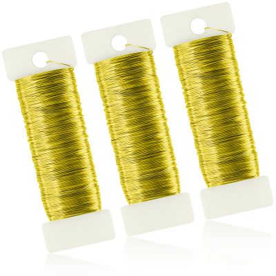 NISENTIA 150 m 0.35 mm Gold Craft Wire, 3 Rolls
