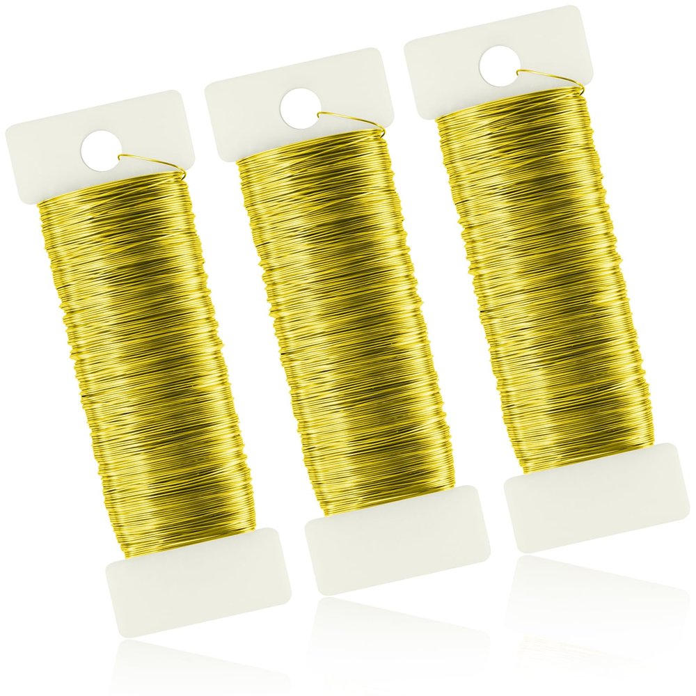 NISENTIA 150 m 0.35 mm Gold Craft Wire, 3 Rolls