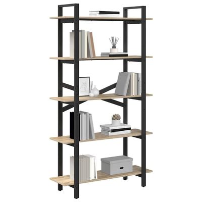 vidaXL 5-Tier Bookshelf 100 x 33.5 x 178 cm Engineered Wood
