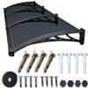 Front Door Awning, 60 x 110 cm, Gray Panel with Blue PC Brackets view 2