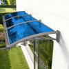 Aluminum Door Canopy with Washbasin, 60 x 300 cm, Gray Panel with Blue PC Brackets view 1