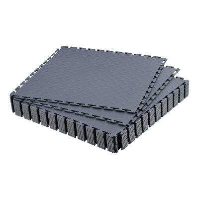 VEVOR PVC Garage Floor Tiles, 16-Pack, 513 x 513 x 5 mm, Graphite Gray