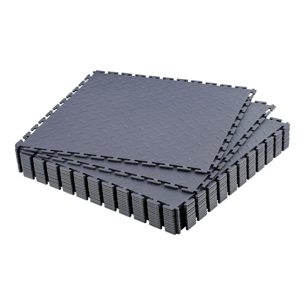 VEVOR PVC Garage Floor Tiles, 16-Pack, 513 x 513 x 5 mm, Graphite Gray