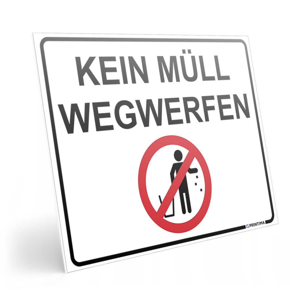 PRINTIMA "No Littering" Sign, 40 x 30 cm, PVC with Mounting Anchors