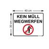 PRINTIMA "No Littering" Sign, 40 x 30 cm, PVC with Mounting Anchors view 3