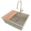 PRIMAGRAN Undermount Sink for 60 cm Base Cabinet with Faucet, 56 x 47 cm view 1
