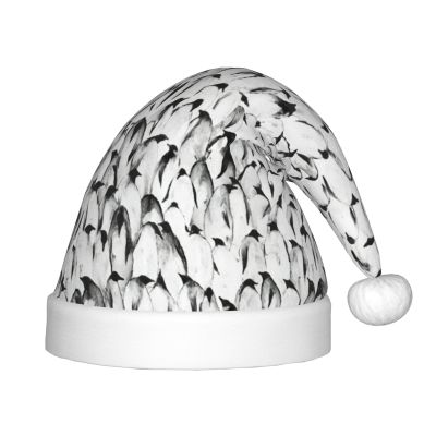 Stylish Penguin-Pattern Santa Hat for Children, Red